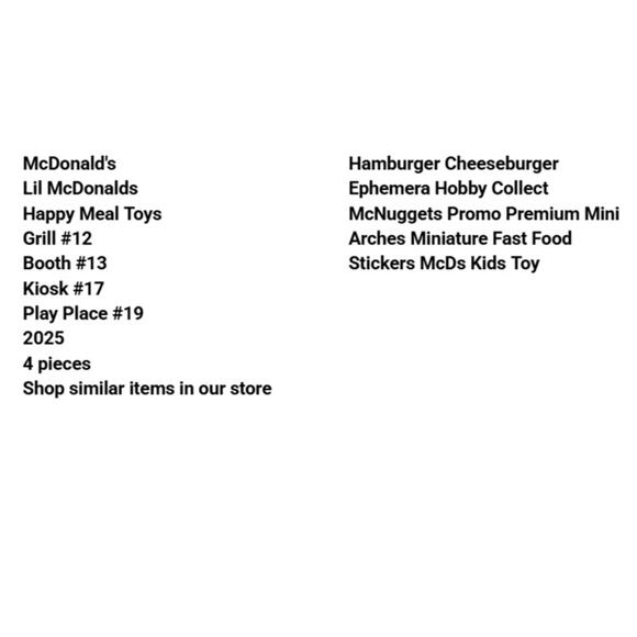 Lil McDonalds Happy Meal Grill 12 Booth 13 Kiosk 17 Play Place 19 2025 4 pcs - Picture 2 of 9